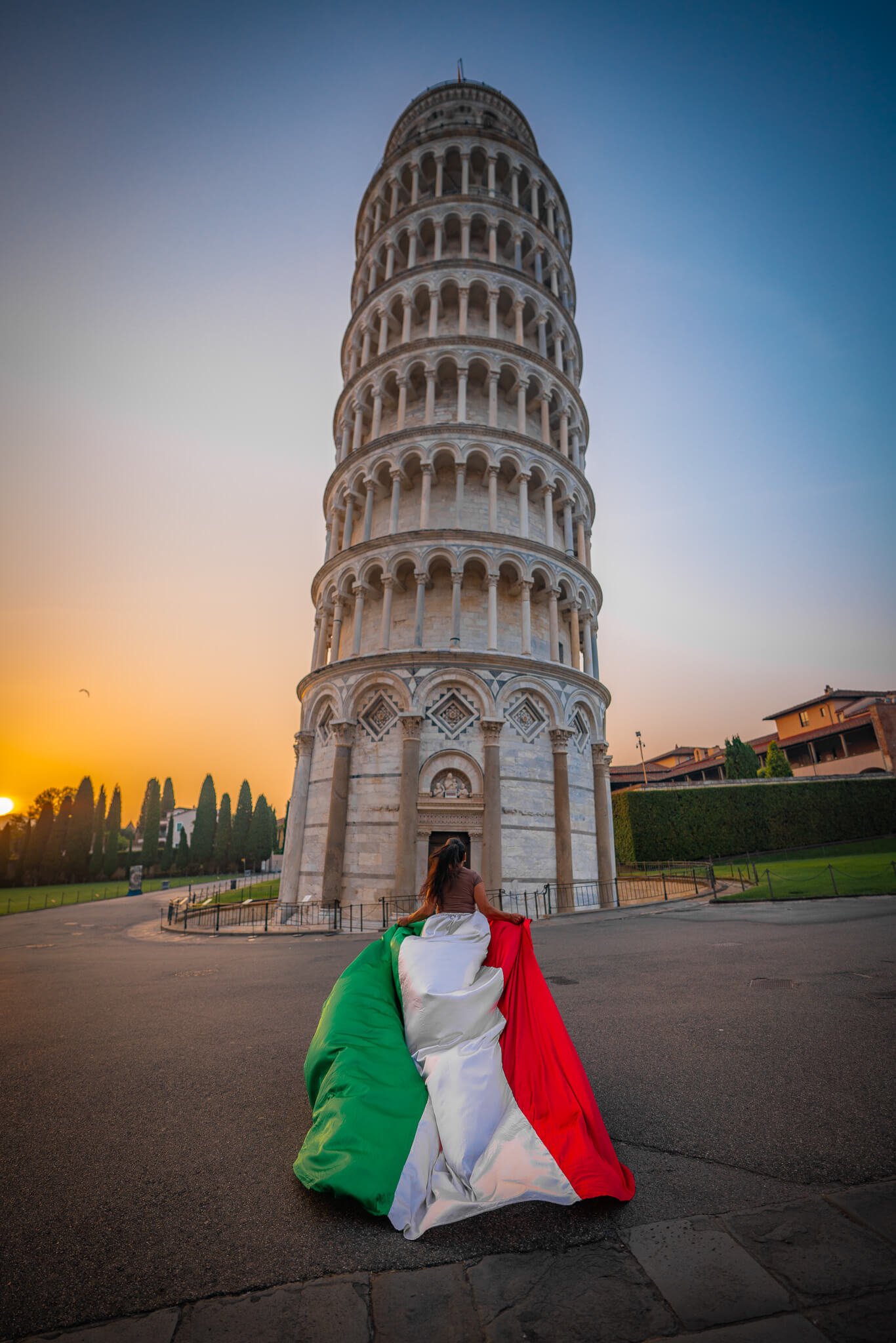 Italian flag flying dress photoshoots