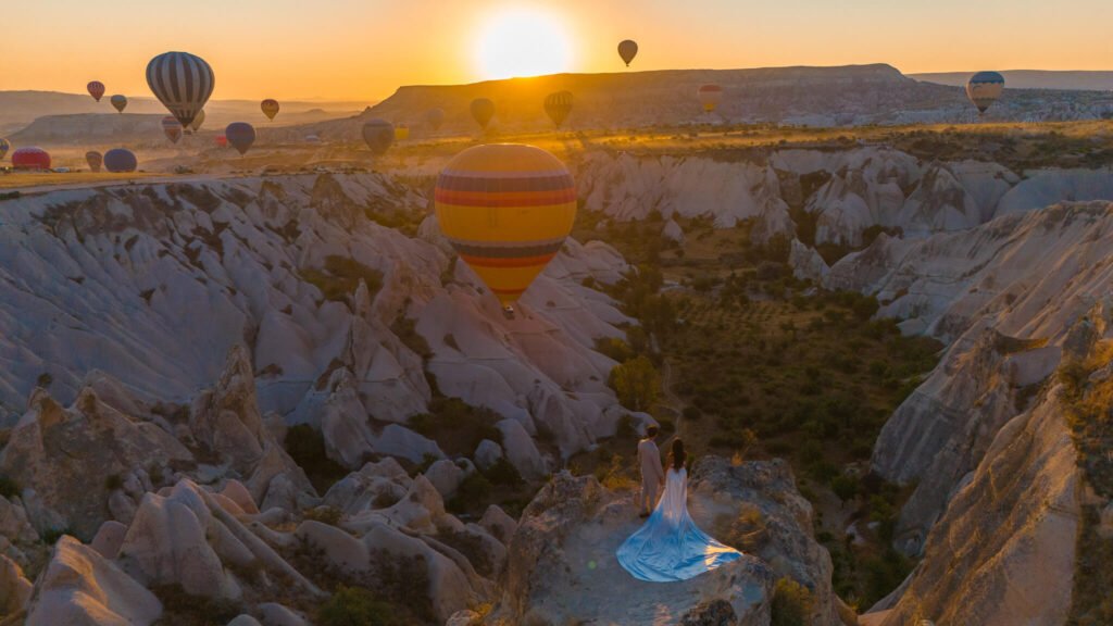 Flying dress photoshoot in Cappadocia, Turkiye