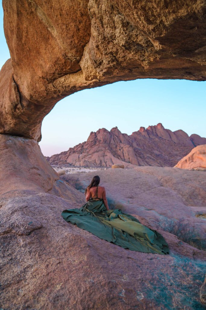Flying dress photoshoot in Namibia