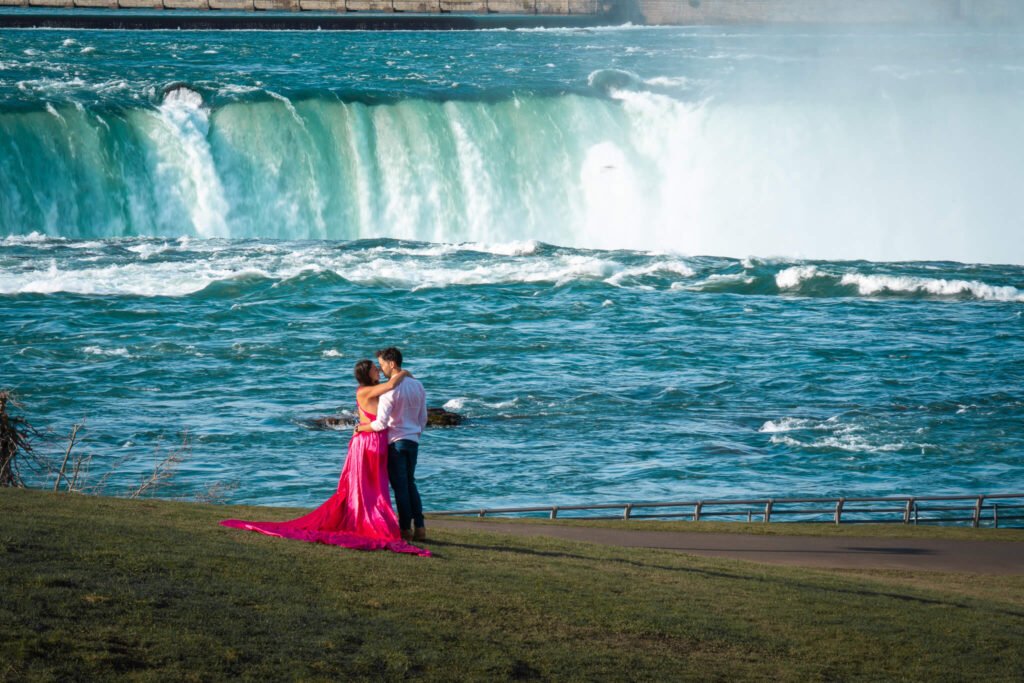 Flying dress photoshoot at Niagara Falls in Buffalo, New York