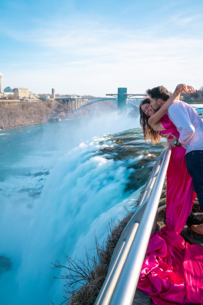 Flying dress photoshoot at Niagara Falls in Buffalo, New York