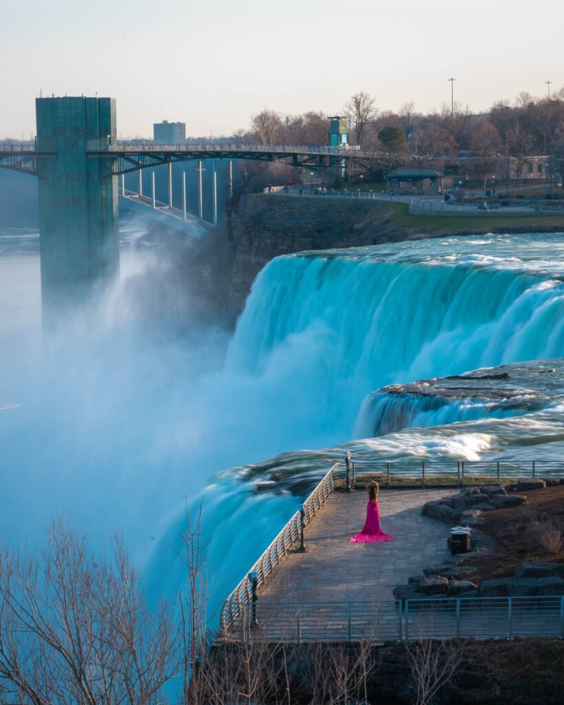 Flying dress photoshoot at Niagara Falls in Buffalo, New York