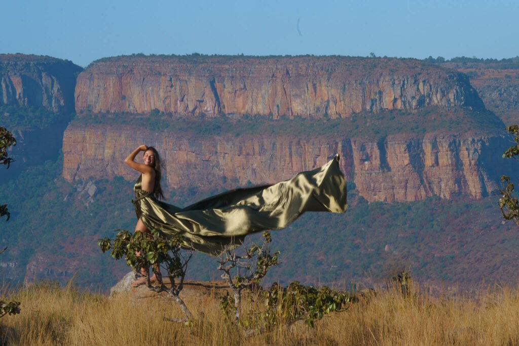 Flying dress photoshoot in South Africa