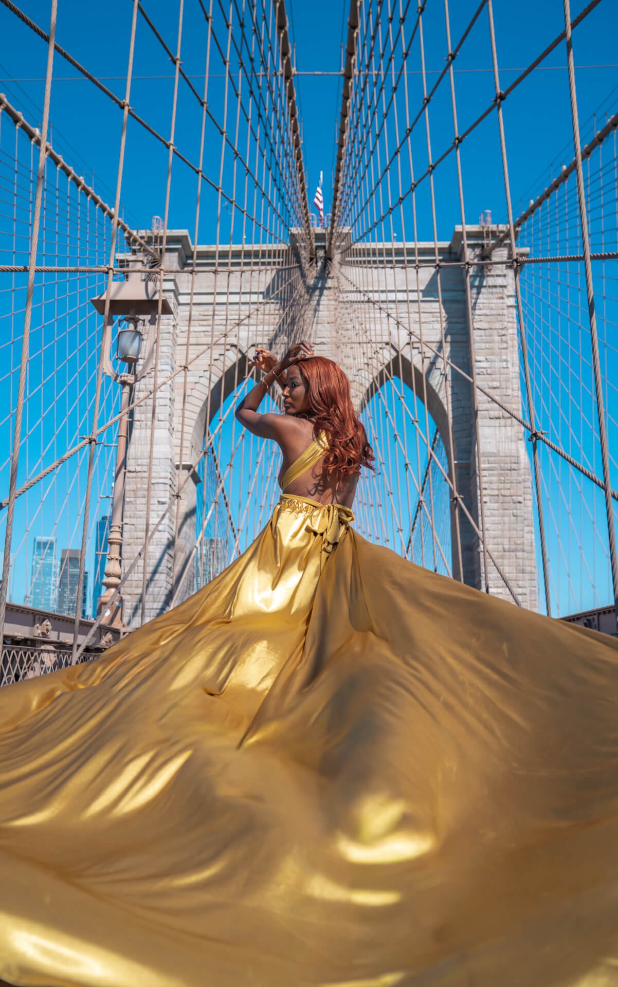 Flying dress photoshoot in NYC