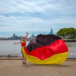 girl in a Germany flag flying dress by Flying Dresses New York