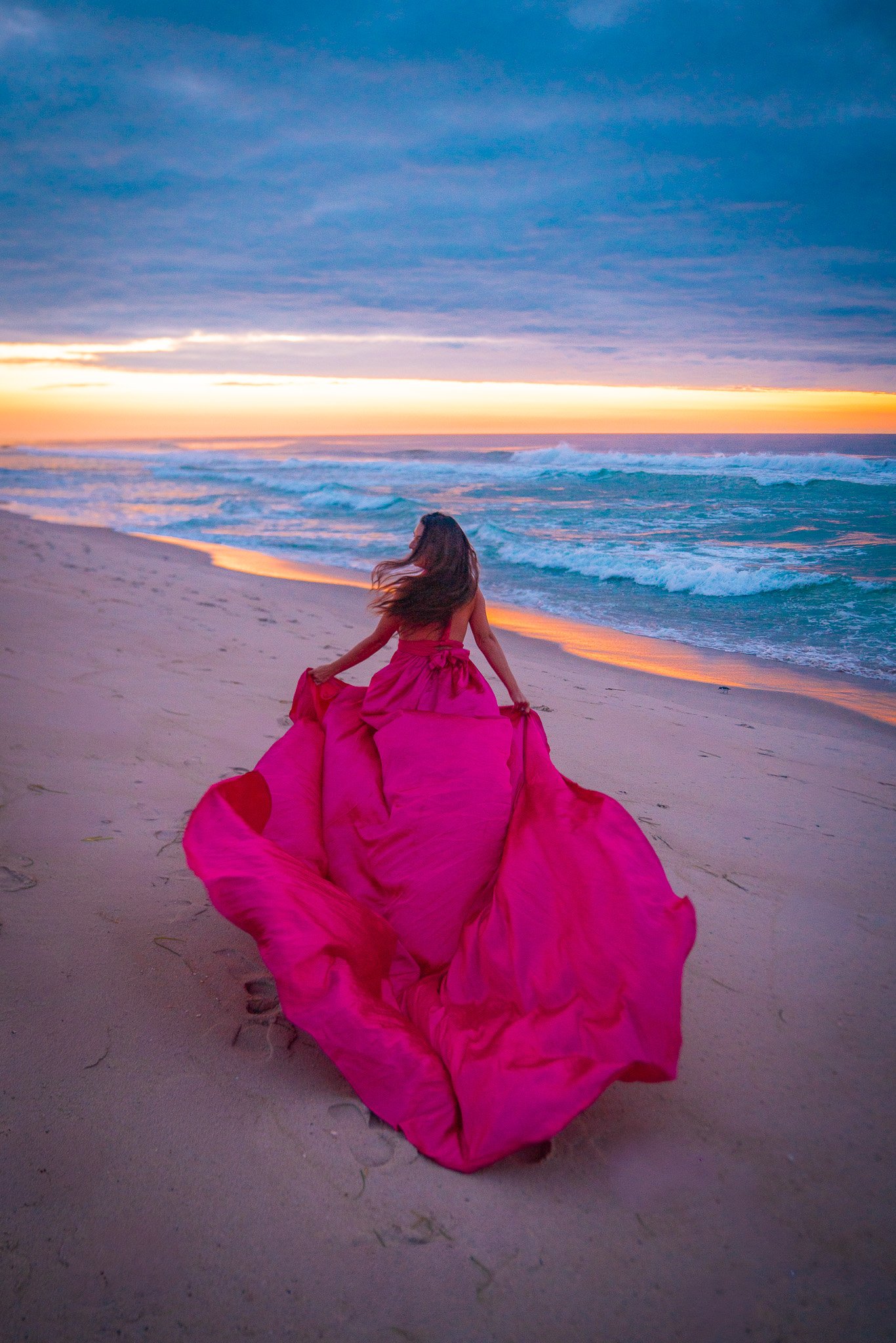 Flying dress photoshoot at the Jersey Shore