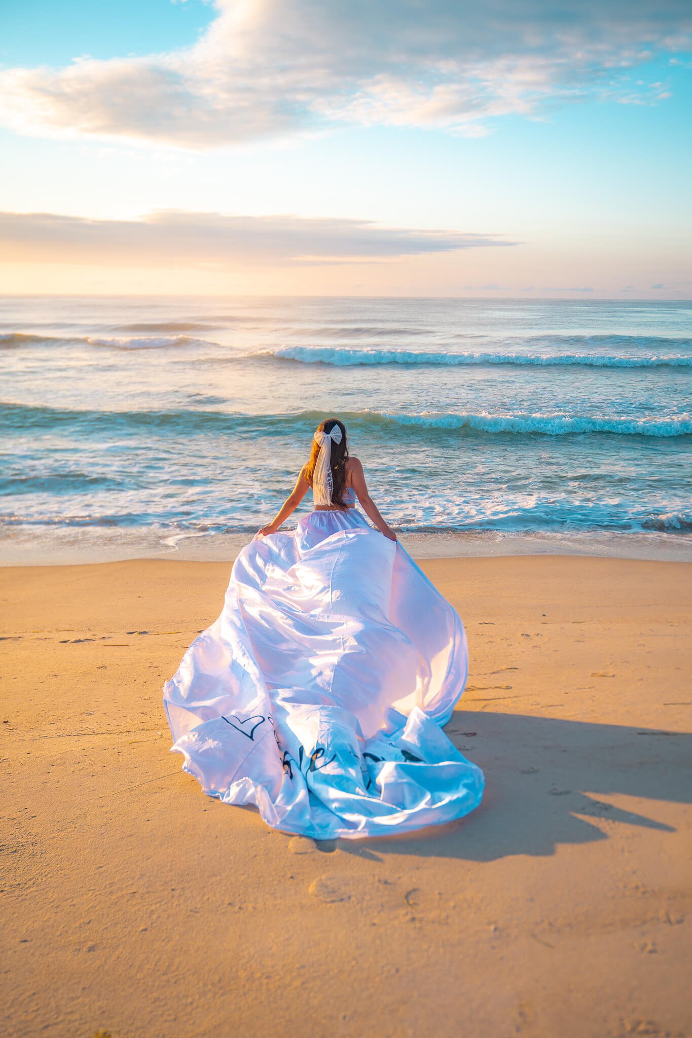 Flying dress photoshoot at the Jersey Shore